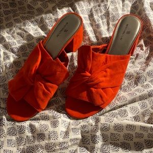 Faux suede mules